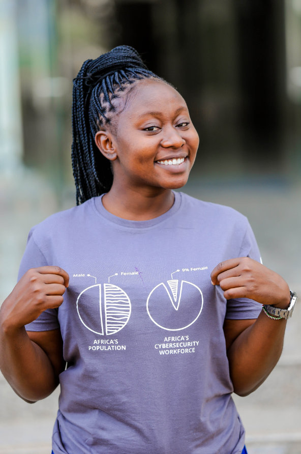 a young girl pointing at her tshirt