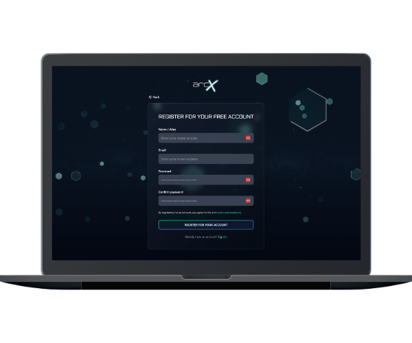 Laptop open with get started button
