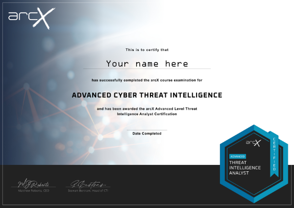 Advanced cyber threat intelligence certification